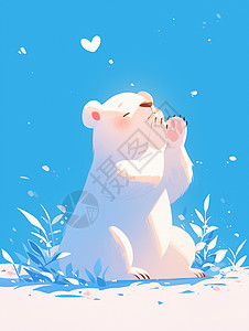 肥胖可爱的白色卡通北极熊背景图片
