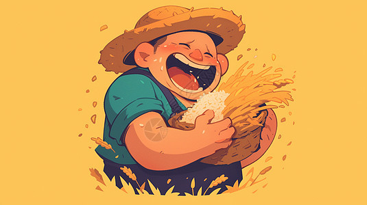 开心大笑的卡通农民图片
