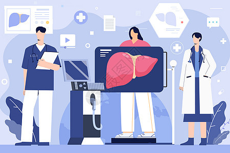全国爱肝日医生检查身体背景图片