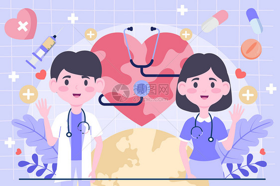 中国医师节医生卡通矢量插画图片