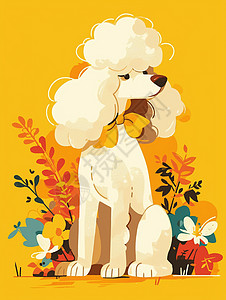 卷卷毛发可爱的卡通小狗图片