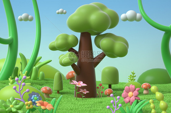 3D立体春季场景图片