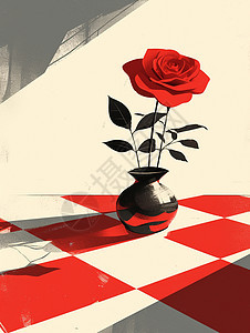 一朵美丽的卡通红玫瑰背景图片