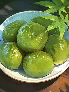 绿色美味的传统美食青团图片