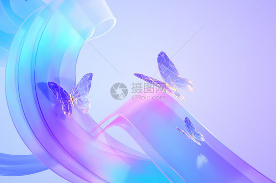磨砂玻璃蝴蝶背景图片