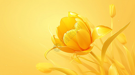 黄色唯美的卡通郁金香花图片