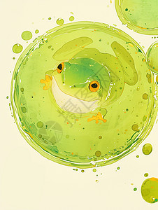 一只绿色可爱的卡通小青蛙图片