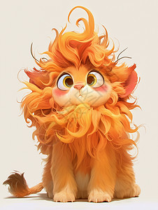 蓬蓬毛发可爱的卡通小狮子图片