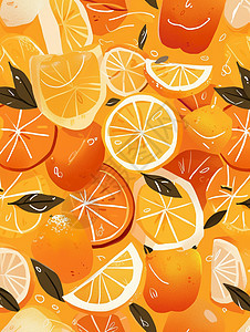 橙色美味诱人的卡通橙子背景背景图片