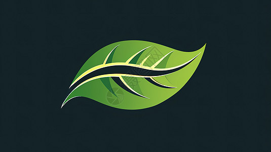 环保扁平叶子的标志插画