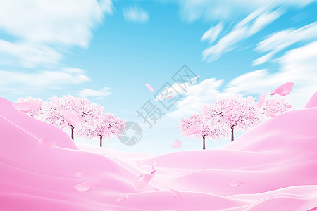 大气蓝天樱花背景背景图片
