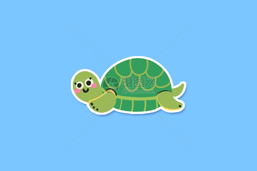 手绘扁平卡通可爱肌理风海洋生物乌龟图片