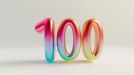 100数字数字100彩虹色UI图标插画