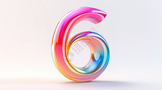 炫彩彩虹3D创意数字6背景图片