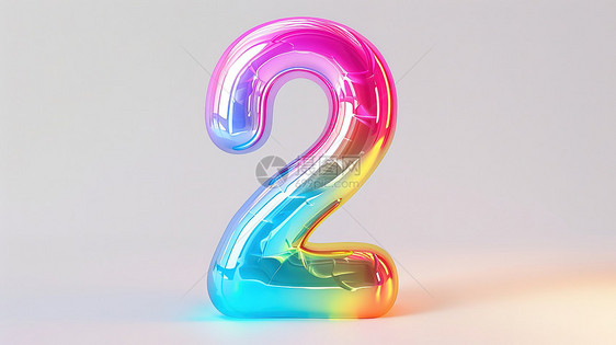 炫彩3D彩虹创意数字2图片