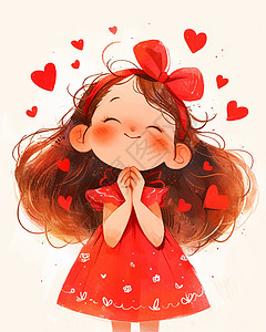 穿小红裙子开心笑小女孩图片