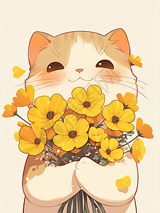 可爱卡通小花猫背景图片