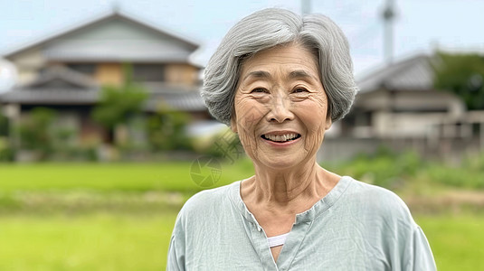 面带微笑慈眉善目的老奶奶背景图片
