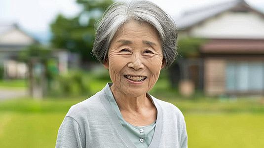 花白头发面带微笑慈眉善目的老奶奶图片