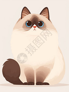 肥胖毛茸茸可爱的卡通小猫图片