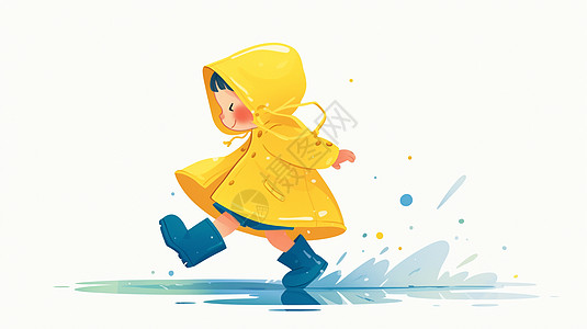 穿着在雨中努力奔跑的小女孩图片