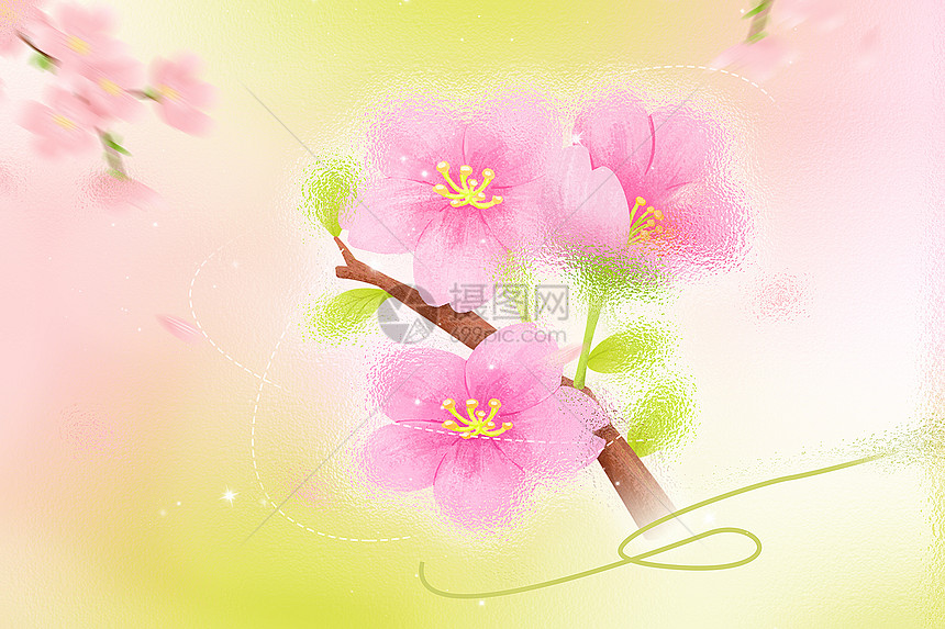 玻璃风春季赏花背景图片