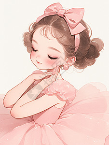 穿粉色裙可爱卡通小女孩图片