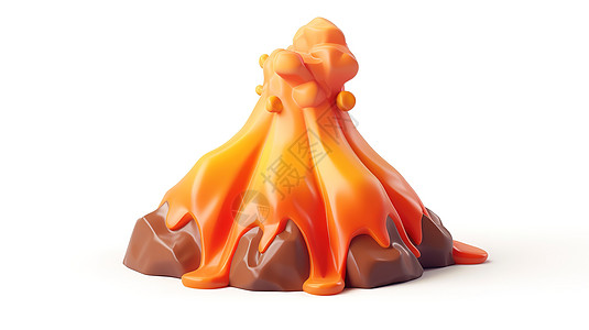 磨砂贴火山3D图标插画