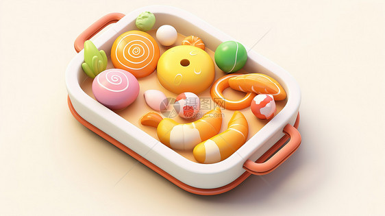 立体可爱的3d浅锅美食图标图片