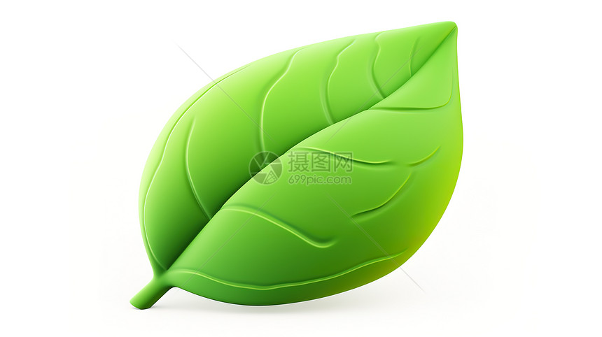 绿色立体树叶3D图标图片