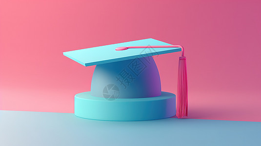 毕业帽子立体3D图标背景图片