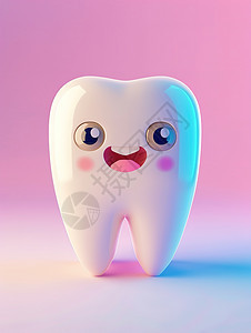 可爱的卡通牙齿3D图标图片