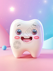 可爱的卡通牙齿立体3D图标图片