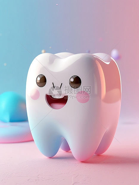 可爱卡通立体牙齿3D图标图片