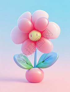 春天可爱的花朵3D立体图标图片