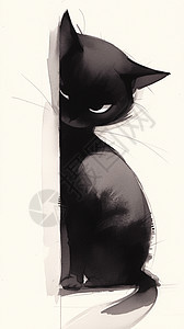 黑色大眼睛可爱的小猫背景图片