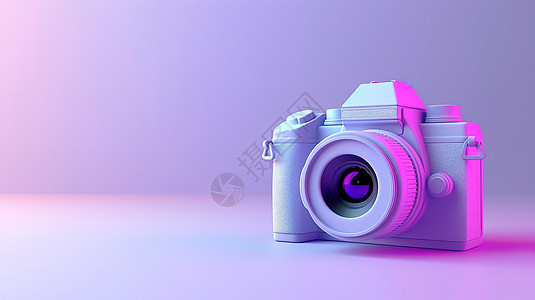 紫色背景的3D照相机图片