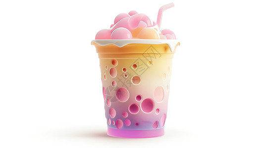 珍珠奶茶3D图标背景图片