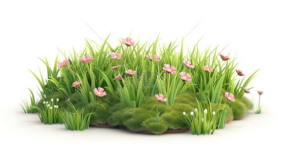 春天小草3D立体图标图片