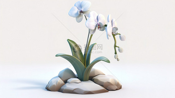 立体兰花3D图标图片