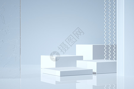 纯色方块块展台设计图片