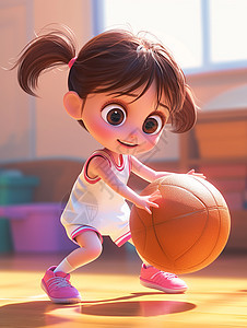 穿着玫瑰红色鞋打篮球的女孩图片