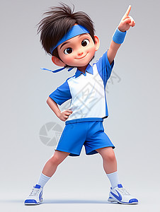 穿着蓝色运动套装做运动的运动男孩图片