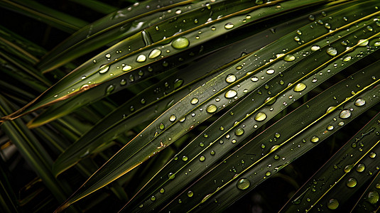 雨后落满水珠的叶子图片