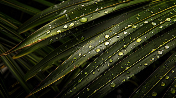 雨后落满水珠的叶子图片