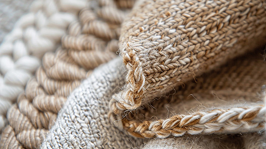 米色粗毛线布料纺织布料原材料图片
