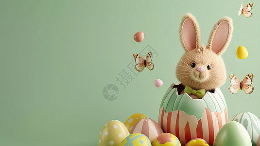 复活节可爱的兔子与彩蛋图片