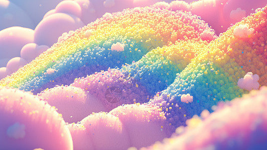彩色毛茸茸可爱的彩虹背景图片