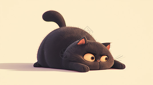 黑色软萌可爱的小黑猫图片