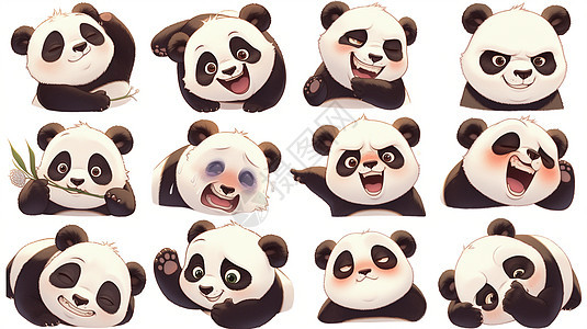 可爱的卡通大熊猫多个表情图片